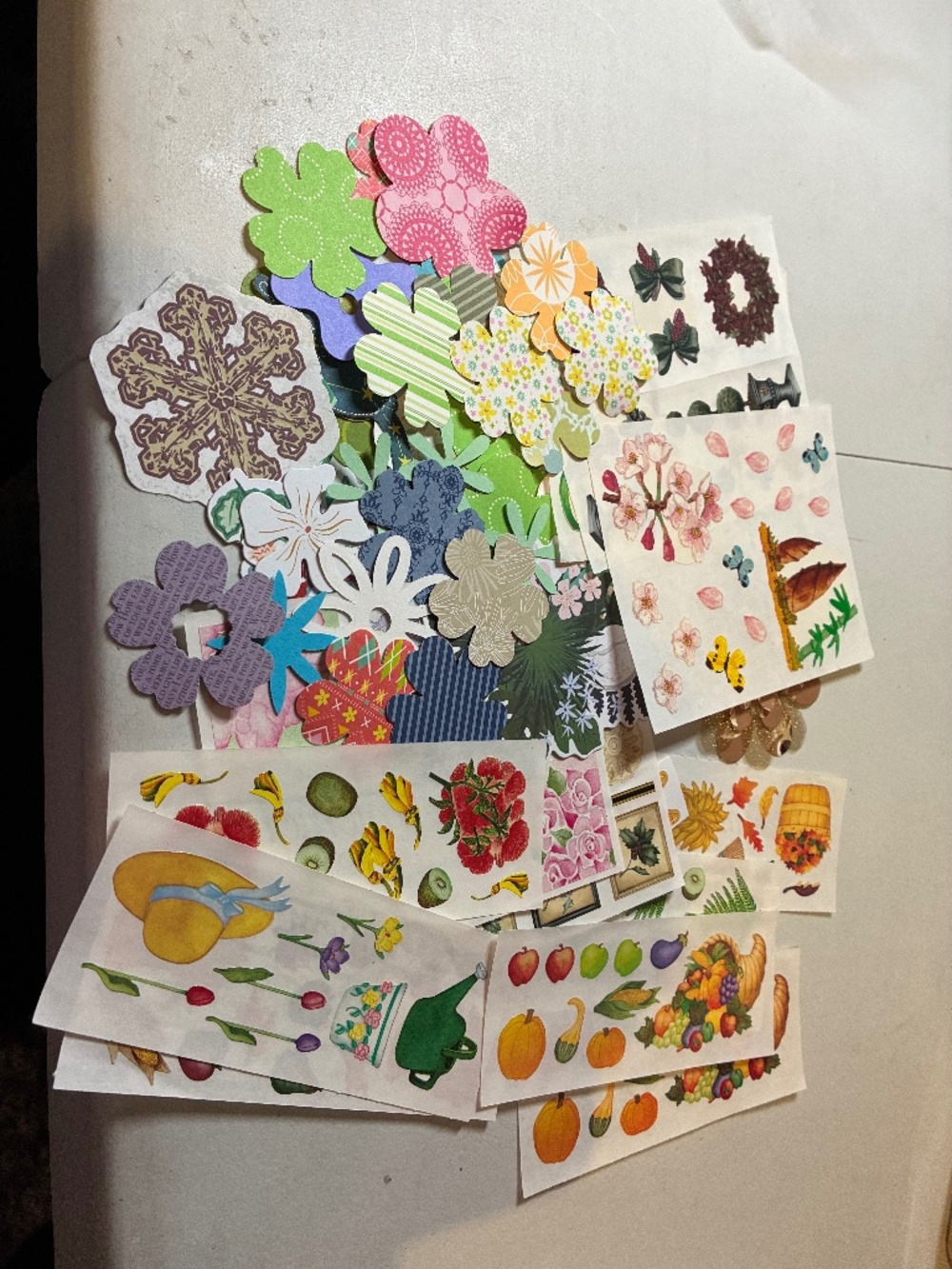 A bag of stickers die cuts, and wording.